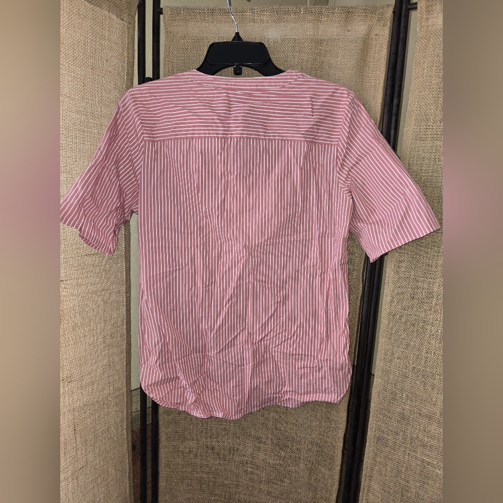 NWOT Women's Anne Klein Pink White Striped Button Up Size Small - Picture 13 of 13